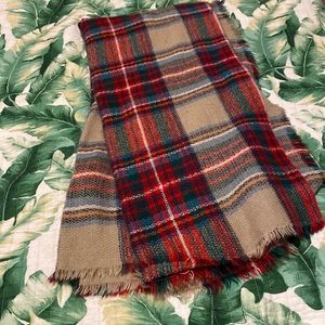 Plaid blanket scarf